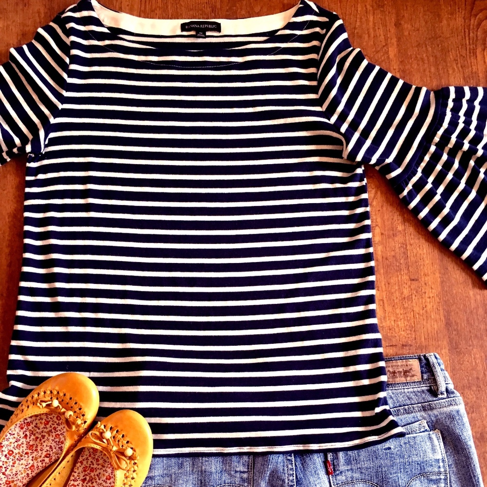 Banana Republic Mariner Striped Bell Sleeve Top